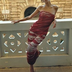 Zara NEVER WORN PRINTED MINI DRESS RED AND WHITE SIZE S